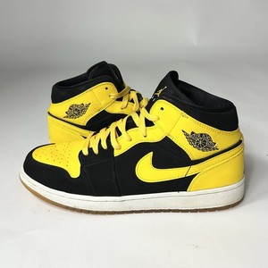 Air Jordan 1 Retro Mid Shoes Mens Size 11.5 New Love Yellow Black 554724-035