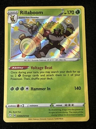 Pokémon Rillaboom SV006/SV122 Shining Fates Holo Baby Shiny Rare TCG NM