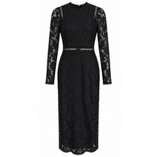 NWT PrettyLittleThing Black Lace Midi Dress Size 4 Gothic Cocktail Victorian