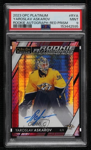 2023-24 O-Pee-Chee Platinum Rookie Red Prism 9/30 Yaroslav Askarov PSA 9 Auto RC