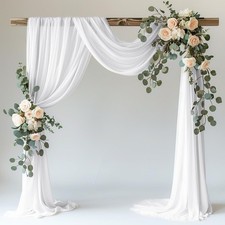Wokceer White Wedding Arch Draping Fabric Backdrop Drapes Sheer 28.7"x 20FT