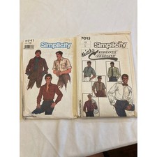 Vintage Simplicity Mens Shirt Sewing Patterns Lot 8541 Size 48 7015 Size 40 80s