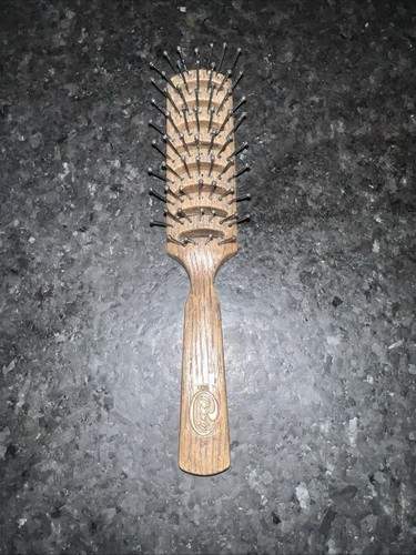 Spazzola per capelli Goody USA finto legno marrone ventilato punta a sfera vintage 8"