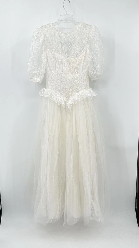 Vestido de novia vintage años 80 GUNNE SAX JESSICA MCCLINTOCK encaje blanco 7 8 Foto 2 de 4