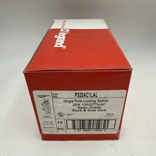 Qty 10 PASS & SEYMOUR PS20AC1-LAL LOCKING SWITCH 20A 120/277VAC SINGLE POLE L38