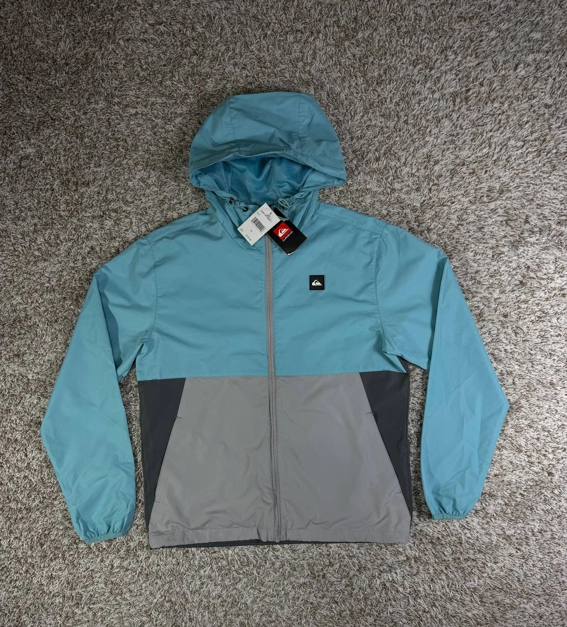 Quiksilver Packable Windbreakers Blue Full Zip Jacket Men's Medium