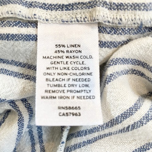 Nordstrom Linen Blend Size Large Blue White Striped Wide Leg One Piece Jumpsuit - 第 11/13 張圖片