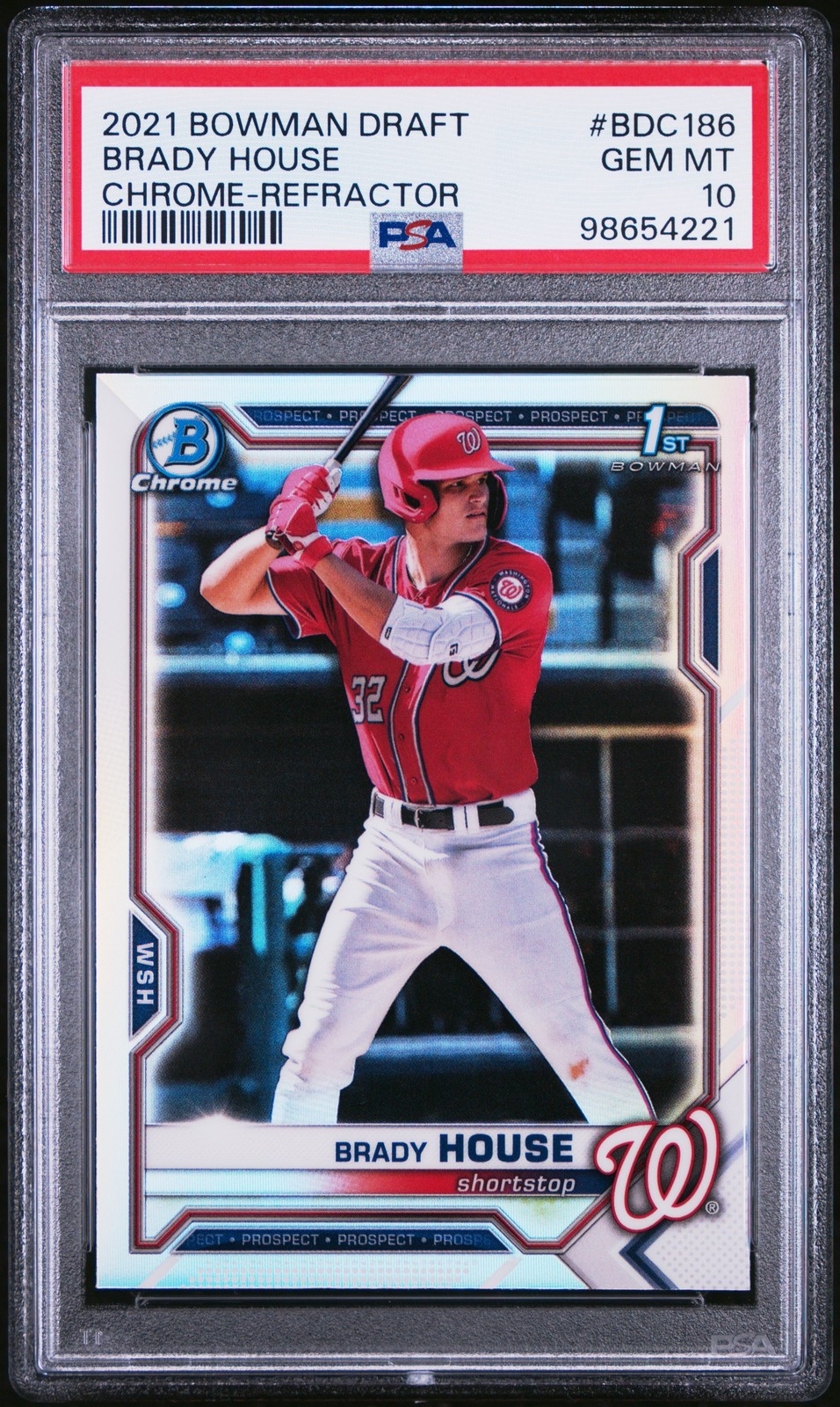 2021 BOWMAN DRAFT CHROME-REFRACTOR #BDC186 BRADY HOUSE PSA 10