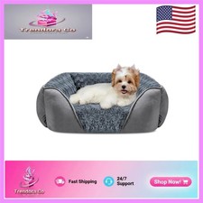 Soft Faux Fur Calming Dog Bed with Anti-Slip Bottom - Small Size 20"x19"