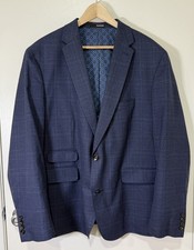 Murano Men's Navy Blue Blazer Jacket with Two-Button Design
