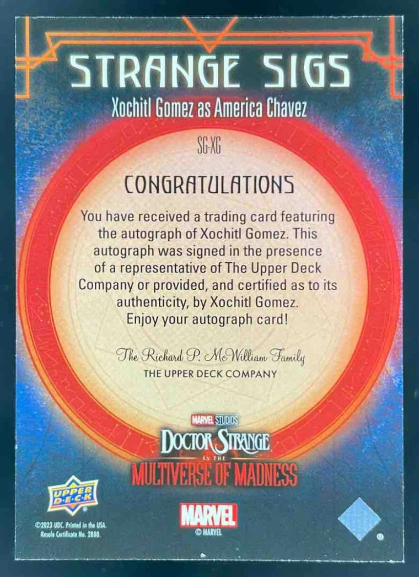 2023 UD Marvel Doctor Strange Multiverse Madness Xochitl Gomez