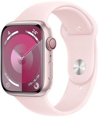 Apple Watch Series 9, 45 mm Aluminium, Sportband S/M, GPS + Cellular, pink - OVP
