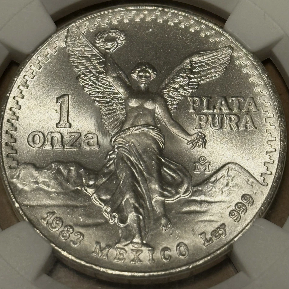 :1983-Mo 1-ONCE MEXICO LIBERTAD WINGED VICTORY NGC MS68 RARE R5 HIGHEST GRADES - Image 3 of 4