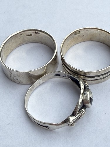 Lot 10 Sterling Silver 925 Rings Bands No Stones Celtic Chunky Yin yang Mens 51g - Picture 4 of 21