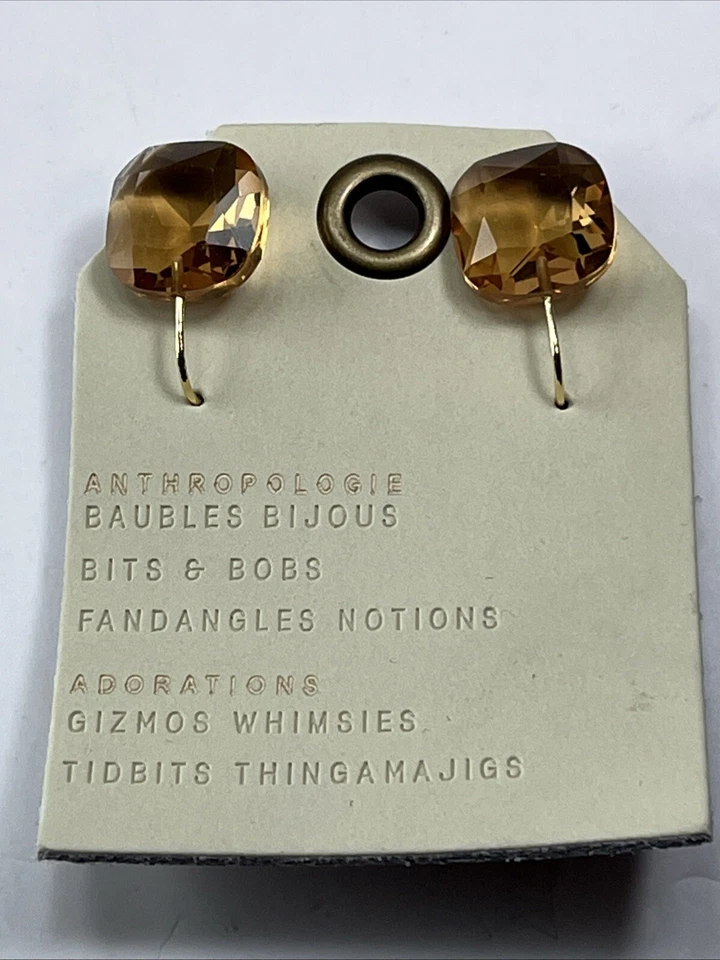 Anthropologie Dangle Gem Earrings Bronze Amber Look gold tone wire Baubles Bijou - Image 3 of 4
