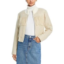 Mother Womens Swisher Tweed Fringe Lightweight Windbreaker Jacket Coat Bhfo 8960