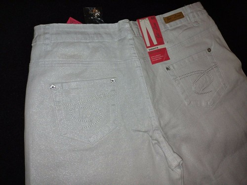 JET-LINE Stretchjeans 5 Pocket Style silbergrau weiß Glitzer Gr.40/28 kurz (K11 - Bild 4 von 4