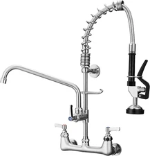 Kitchen Faucet with Sprayer 20" Height Wall Mount Commercial Kitchen Sink Faucet