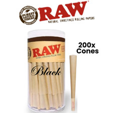 RAW Black Classic 1 1/4 Pre-Rolled Cones 100% Authentic Slow Burning 200 Ct