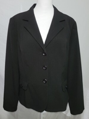 Preswick & Moore Women's Black Long Sleeve Lined Blazer Jacket Size 14