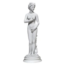 Venus De Medici Table Sculpture In White Marble With Marble Base H 40Cm