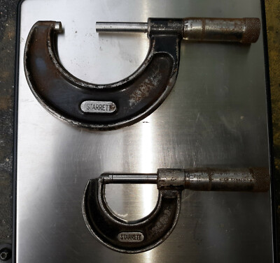 20RR94 ASSORTED TOOLS: STARRETT MICROMETERS, 0-1'' & 1''-2'', GOOD CONDITION