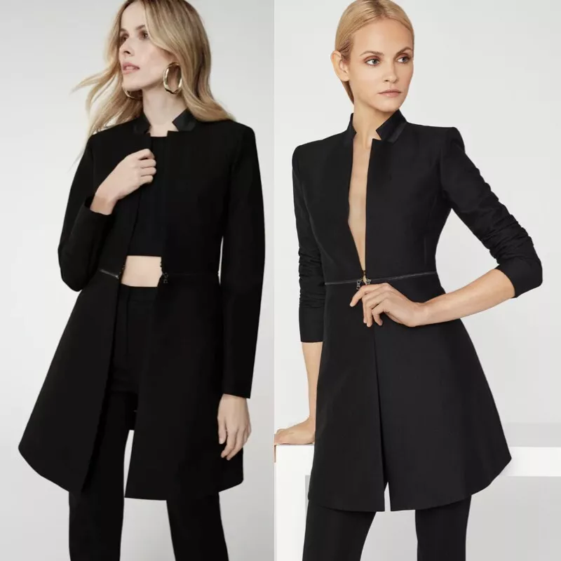 NWT BCBG MAXAZRIA Arelia Long Blazer Jacket Black XXS 2tx2j19e | eBay