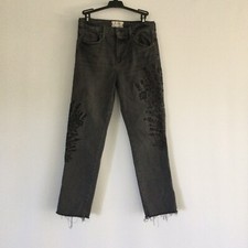 Free People Embroidered Girlfriend Jean Black/Gray Size 27