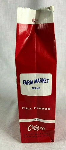 Farm Market Marke Kaffee Papiertüte gemahlen im Laden Zeder Stromschnellen Iowa Vintage - Bild 3 von 8