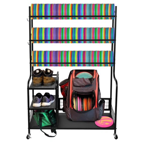 4 Tire Disc Golf Rack  Discs Shoes Storage Shelf W/wheel Disc Station 