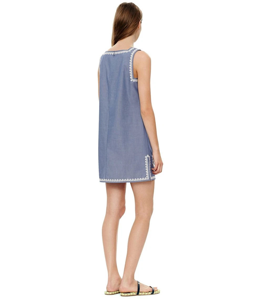 NWT Tory Burch Embroidered Chambray Dress Small $325