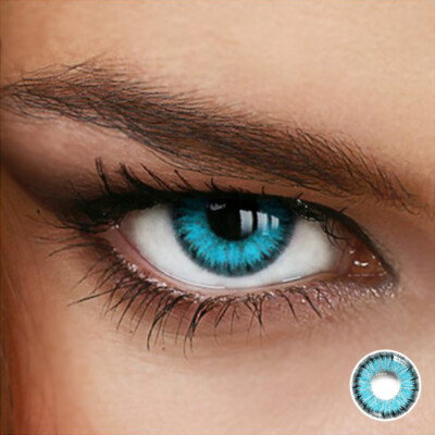 Farbige Jahreslinsen LuxDelux Caribbean Blue türkis mit Stärke Dioptrien DPT 