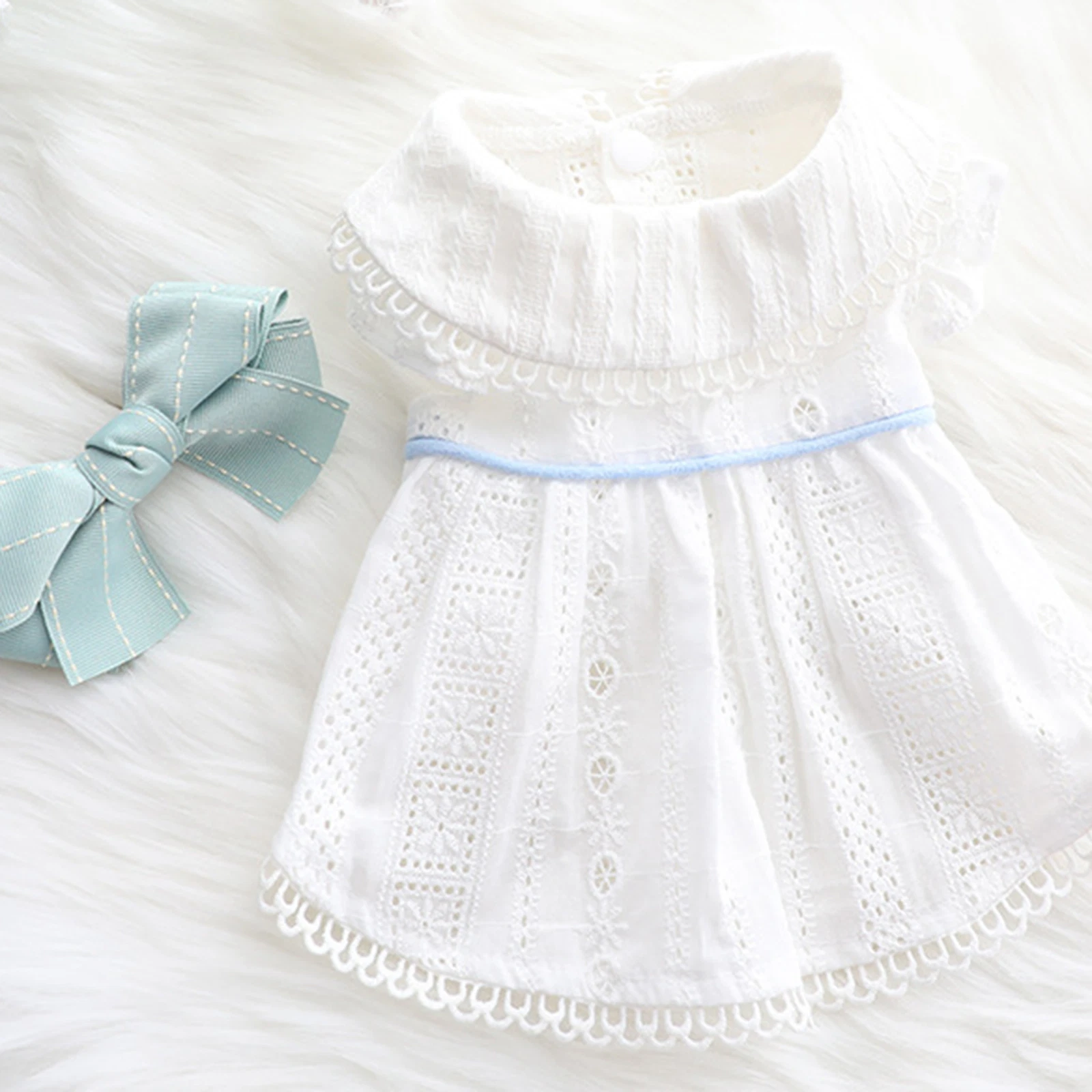 VETEMENTS Carino animale domestico gatto cane fiocco vestito gonna cucciolo vestito senza maniche per costume estivo