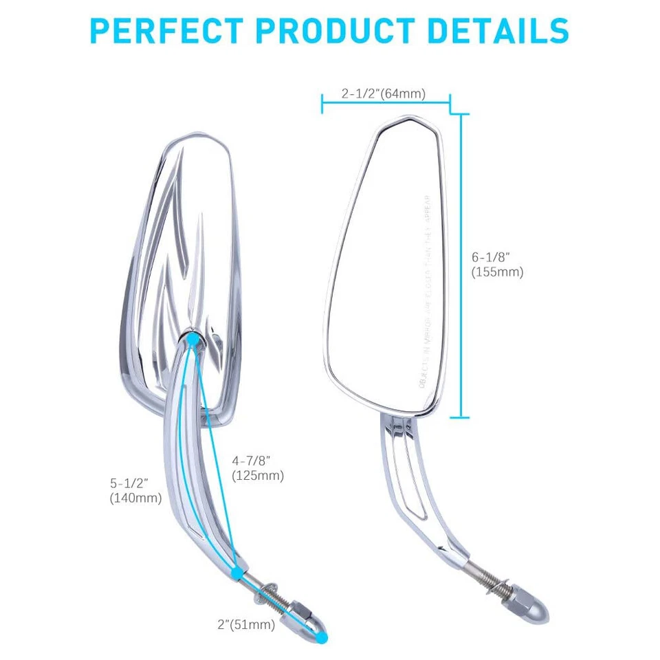 Espejos retrovisores cromados para motocicleta Harley Davidson Heritage Softail Deuce Foto 2 de 4