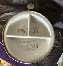 Vintage G.W. Co Baby Food Porcelain Dish W Warming Stainless Steel Base & Spout
