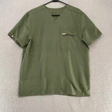 Figs Scrub Shirt Mens Medium Green Short Sleeve Hospital Medical Flap Pocket