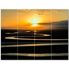 River Ceramic Tile Wall Mural PT500911. 24" W x 18" H 12 6x6 tiles