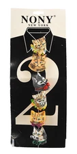 NONY New York Cat Face Button Covers Set of 6 Resin Vintage NOS