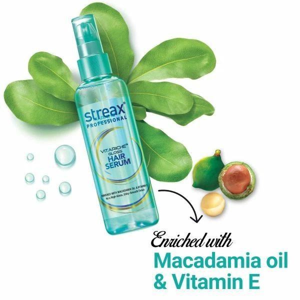 Streax Professional Vitariche Gloss Hair Serum For frizz free shine 100ml -Blue
