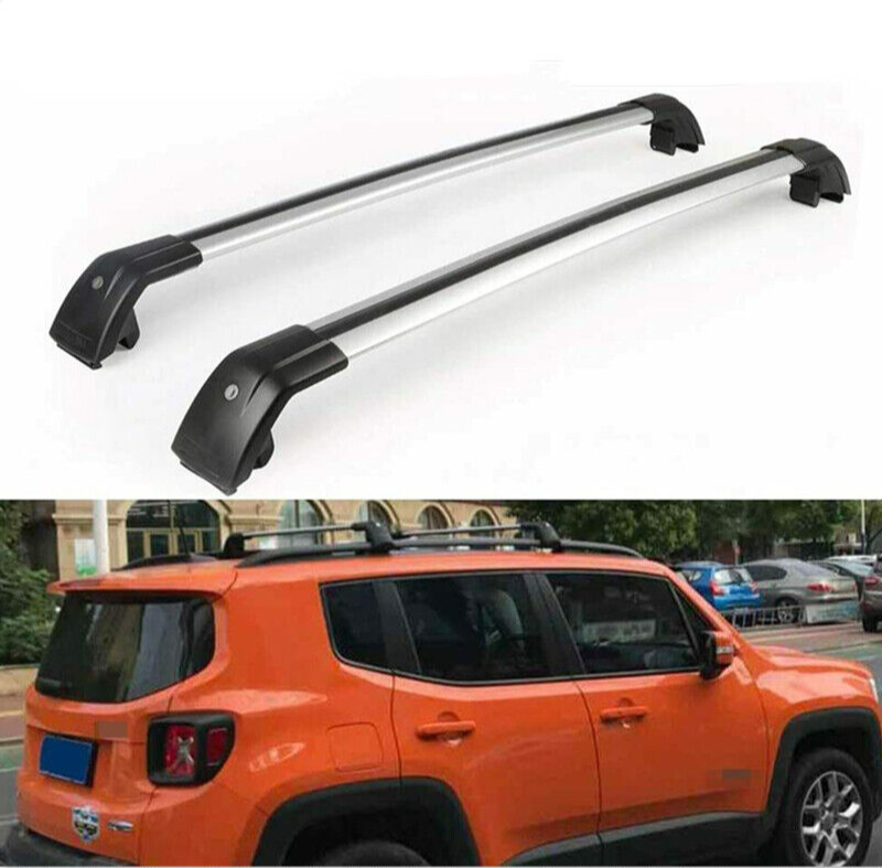 2Pcs Fit for Jeep Renegade 2015-2024 Aluminum Roof Rail Rack Cross Bars Crossbar