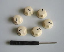 6x Guitar 1/4" Mini MXR Style AMP Knobs Effect Pedal Knob / Set Screw Aged White