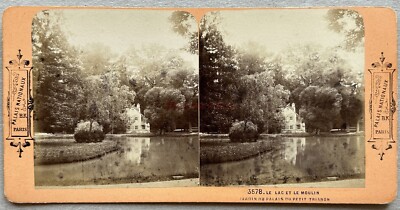 Frankreich Versailles Le Lac und Die Moulins Klein Trianon Foto c1870 Stereo