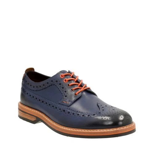 Clarks Mens PITNEY LIMIT Blue Brogue Lea Smart Trendy UK 7 8 9 G