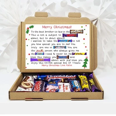 TREASURED FOREVER Personalised Christmas Poem Chocolate Treat Box Gift Hamper Sweet Son Daughter