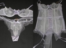 VICTORIA'S SECRET DESIGNER COLLECTION EMBELLISHED LILAC BRA CORSET BUSTIER SET