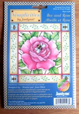 NEW!  Simplicities by Janlynn Cross Stitch Kit "Bee and Rose" w Colorful 6x6 Mat