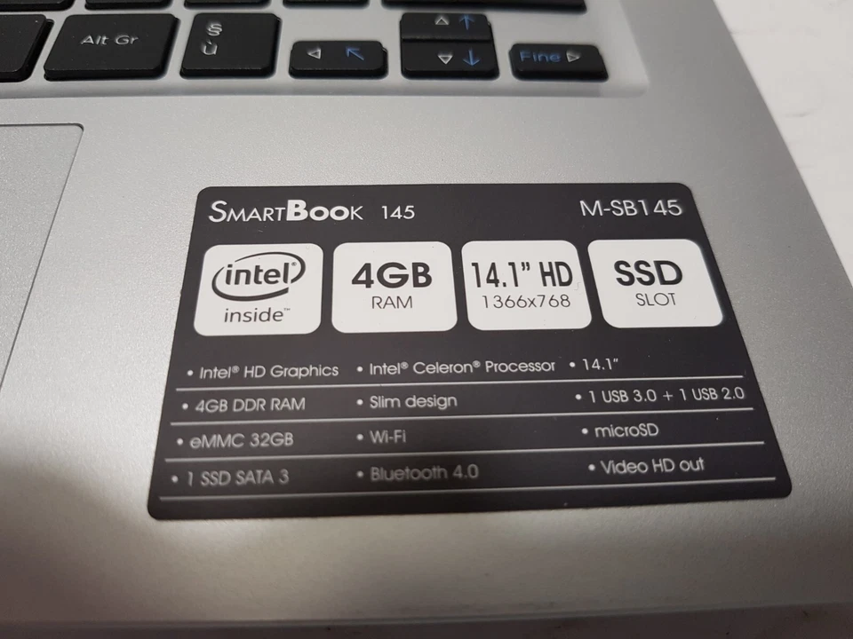 Mediacom SmartBook 145 - Intel Celeron - 4GB RAM - 32GB SSD - Immagine 3 di 4
