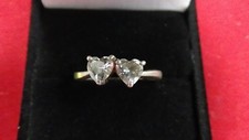 Sterling 925 and Double Heart Stone Ring Size 8
