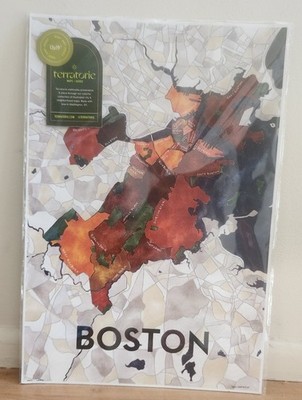 City of Boston Art Print Map by Terratorie Maps New Sealed. 13x19 Frame ready