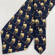 Brooks Brothers USA Men's Navy Blue Camel Geometric Pattern Silk Neck Tie